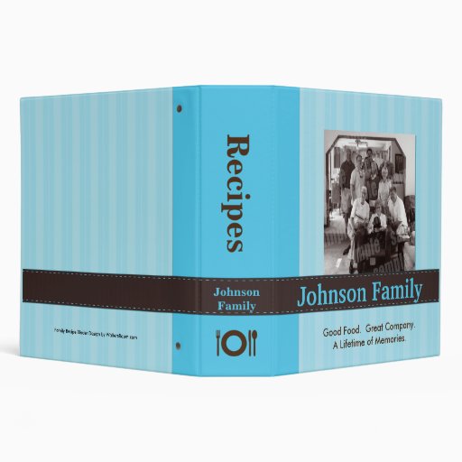 Blue Stripe Family Photo Recipe Binder