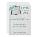 Blue Stripe Polaroid Birthday Invitation Cards