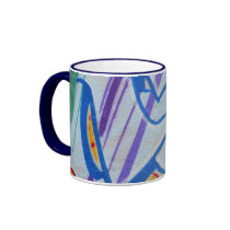 Blue striped abstract graffitis mugs by affreeisenlohr Blue striped abstract graffitis mugs