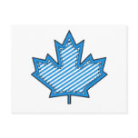 Blue Striped  Applique Stitched Maple Leaf Postcards