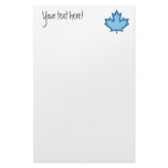 Blue Striped  Applique Stitched Maple Leaf Stationery Paper