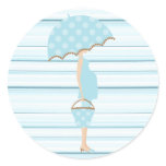 Blue Striped Baby Shower Stickers
