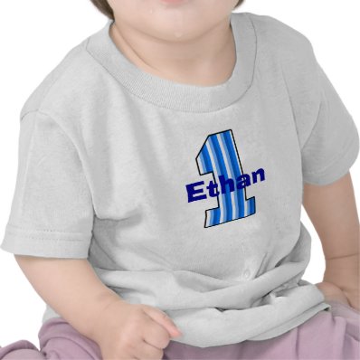 Blue striped First Birthday Boy Shirt