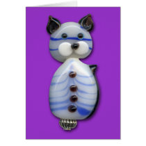 Blue-Striped Glass-Bead Cat Greeting Cards