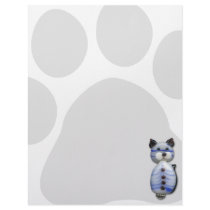 Blue-Striped Glass-Bead Cat Personalized Letterhead