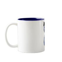 Blue-Striped Glass-Bead Cat Coffee Mug
