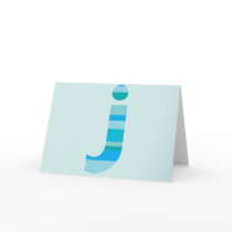 Blue Striped Monogram - Letter J Greeting Card