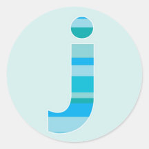 Blue Striped Monogram - Letter J Stickers