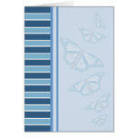 Blue Stripes and Butterflies Greeting Card
