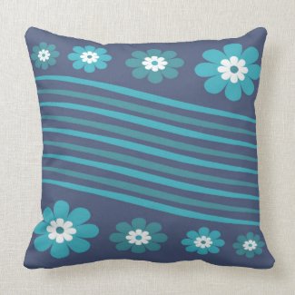 Blue Stripes And Flowers