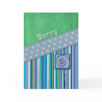 Blue Stripes and Green Sorry Greeting Card by EHPlesser