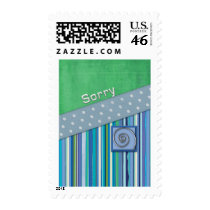 Blue Stripes and Green Sorry Stamp
