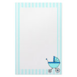 Blue Stripes Baby Carriage Stationery