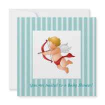 Blue Stripes - Cupid with Arrow Custom Announcements
