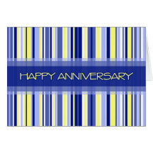 Blue Stripes Employee Anniversary Card