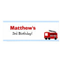 Blue Stripes Fire Truck Birthday Party Banner print