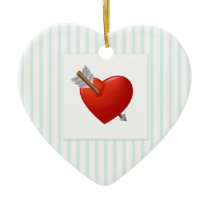 Blue Stripes - Pierced Valentine Heart Ornaments