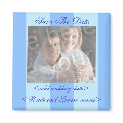 Blue Stripes Save The Date Photo Magnet by bellabridals