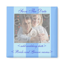 Blue Stripes Save The Date Photo Magnet