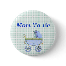 Blue Stroller Baby Shower Mommy Pin Button