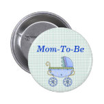 Blue Stroller Baby Shower Mommy Pin Button