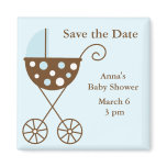 Blue Stroller Baby Shower Save the Date Refrigerator Magnets