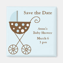 Blue Stroller Baby Shower Save the Date Refrigerator Magnets