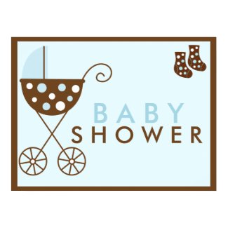 Blue Stroller Baby Shower Sign print