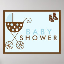 Blue Stroller Baby Shower Sign Print