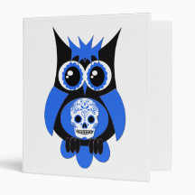 Blue Sugar Skull Owl Binder