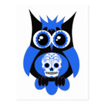 Blue Sugar Skull Owl Postcard postcards
