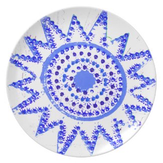 Blue Sun in Lights Grunge Cutout plate