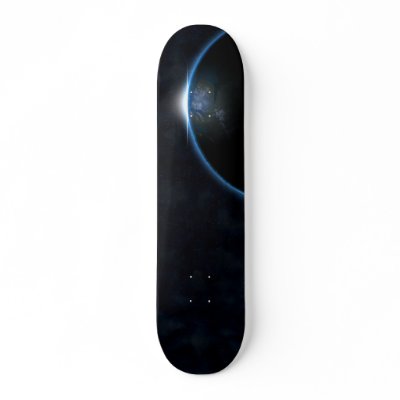 Blue Sun Rising on the Horizon Skateboard by GoddessCreations