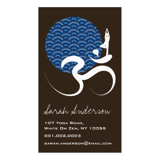 Blue Sun Yoga Spiritual Indian Writing Om Ohm Logo Business Card