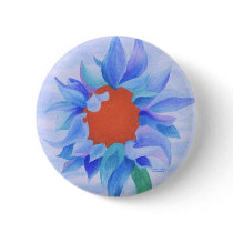 Blue Sunflower buttons by Lyreck Blue Sunflower buttons