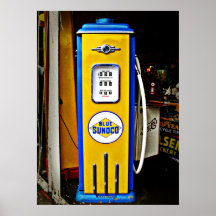 Blue Sunoco vintage gas pump Print