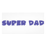 blue super dad icon personalized photo card