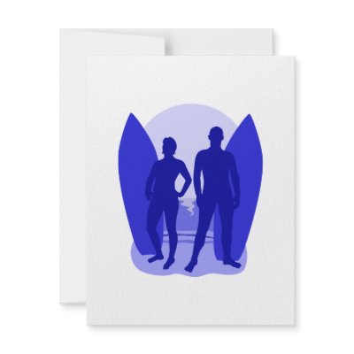 Blue Surfer Couple Personalized Invitation by shopaholicchick