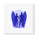 Blue Surfer Couple Fridge Magnets
