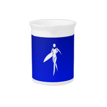 Blue Surfing Girl Beverage Pitcher