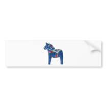 Blue Swedish Dala Horse Bumper Stickers