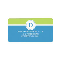 Blue Sweet Monogram Custom Monogrammed Family Address Label