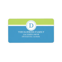 Blue Sweet Monogram Custom Monogrammed Family Address Label