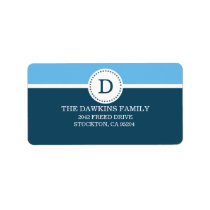 Blue Sweet Monogram Custom Monogrammed Family Personalized Address Labels