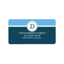 Blue Sweet Monogram Custom Monogrammed Family Personalized Address Labels