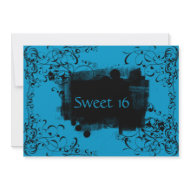 Blue Sweet Sixteen Party Invitation Blue Invite invitation
