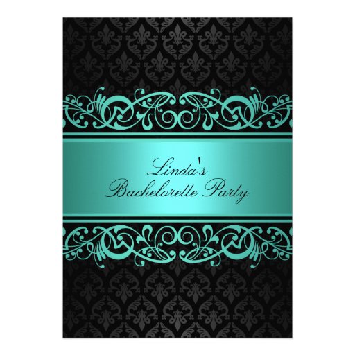 Blue Swirl Damask | Bachelorette Party Invitation