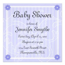 Blue Swirl Flower Baby Shower Invitation invitations