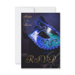 Blue Swirl Masquerade Mask RSVP Invitation