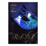 Blue Swirl Masquerade Mask RSVP Invitation